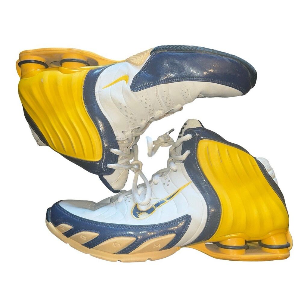 Vintage Nike Shox Flight Shoes Mens 7.5 White Yellow Navy 311240-141 2005 Y2K